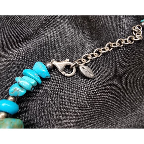 Barse 925 Sterling Silver Turquoise Beaded Necklace With Pendant Boho Chic Jewel - Picture 5 of 6